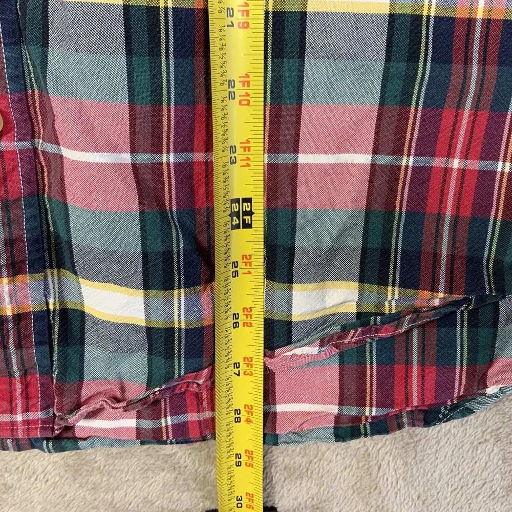 J Crew Oxford Shirt Mens Sz L Button‎ Up Long Sleeve Plaid Collared